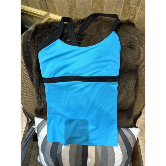 Victoria Secret VSX Tank Top built in Sports Bra Womens XS Turquoise Blue‎ - Picture 2 of 3